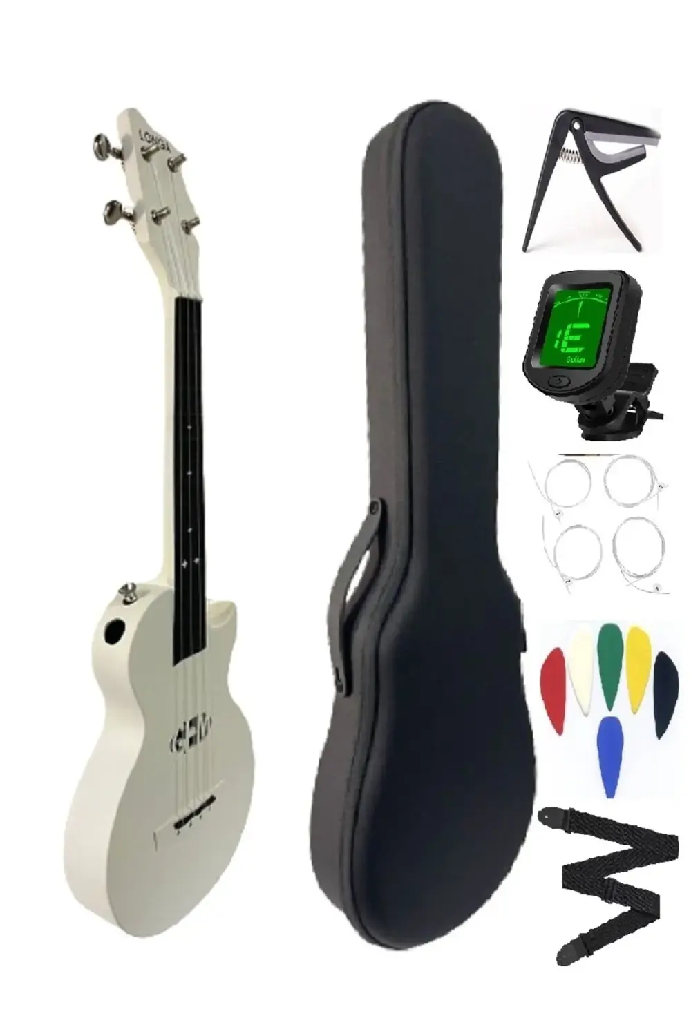 CARBON FİBER UKULELE TAM PROFESYONEL FUL SET BEYAZ
