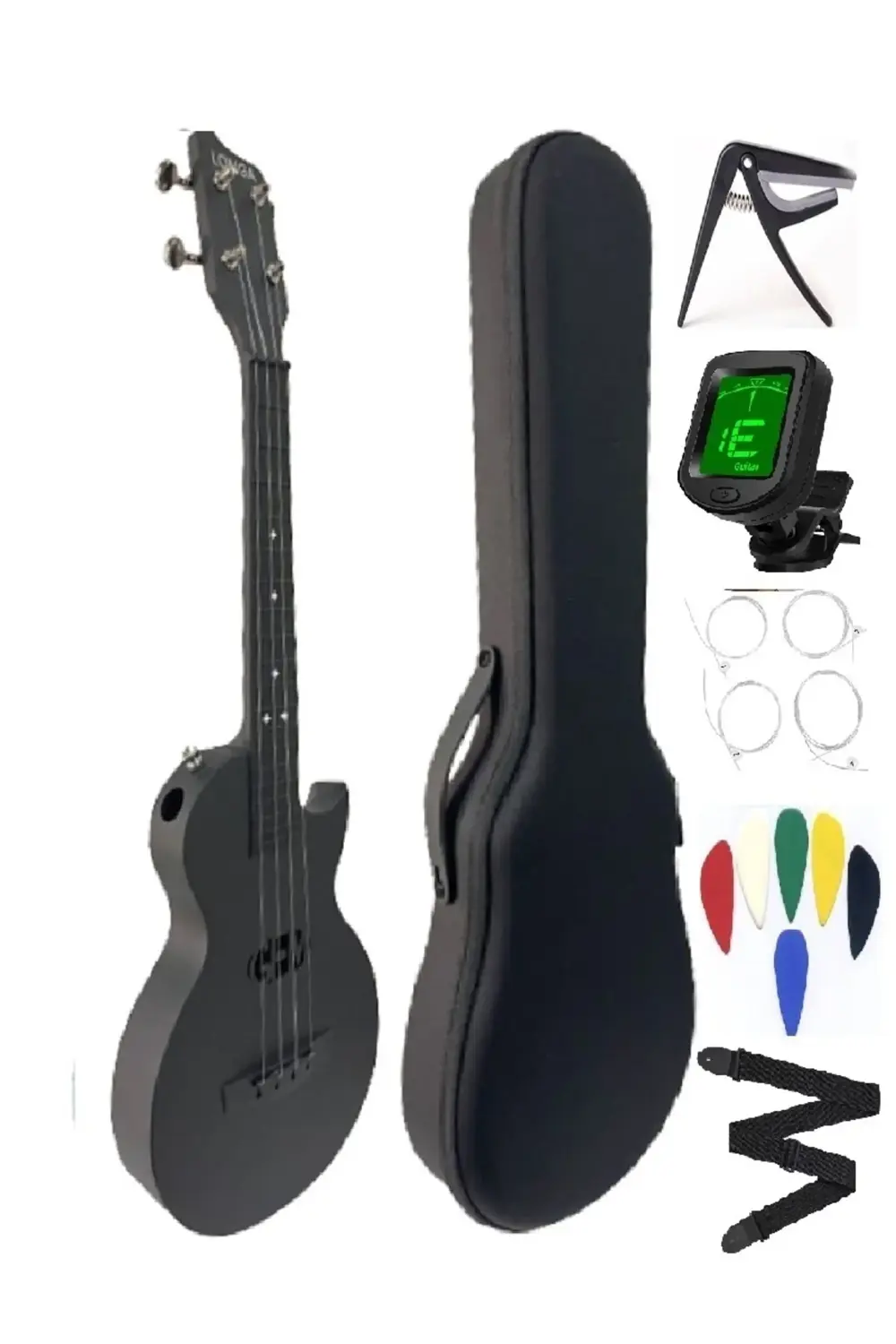 CARBON FİBER UKULELE TAM PROFESYONEL FUL SET MAT SİYAH