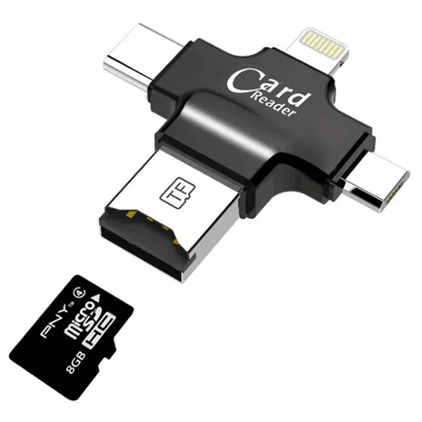 Card Reader 4in1 Type-C- İphone Lightning-Micro Usb Hafıza Kart Okuyucu-1852