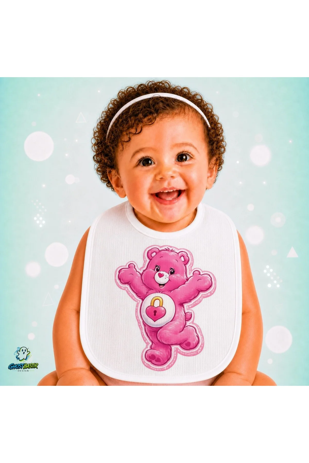 Care Bears Keten Bebek Mama Önlüğü – Yumuşak, Emici, Yıkanabilir, Özel Tasarım P034