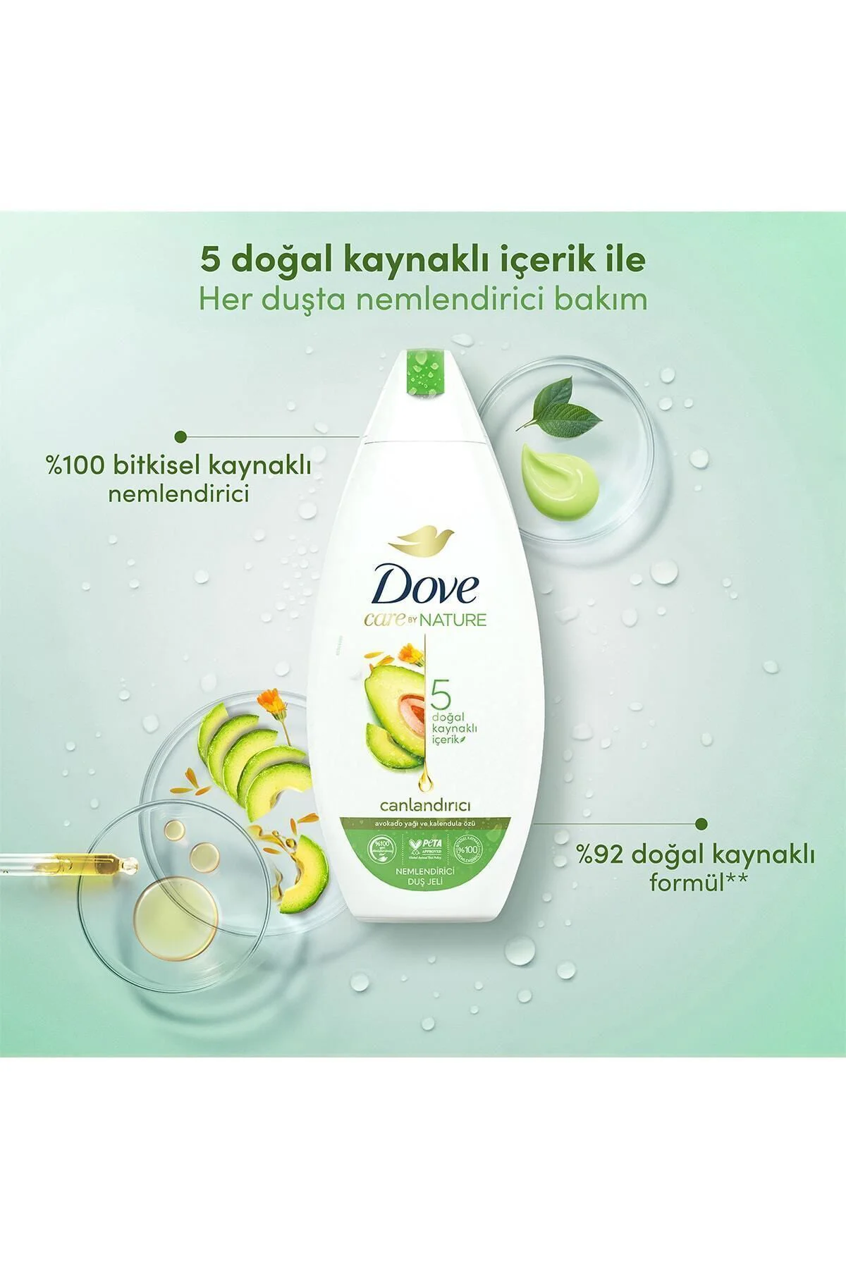 Care By Nature Nemlendirici Duş Jeli Avokado Yağı Ve Kalendula Özü Canlandırıcı 500 ml