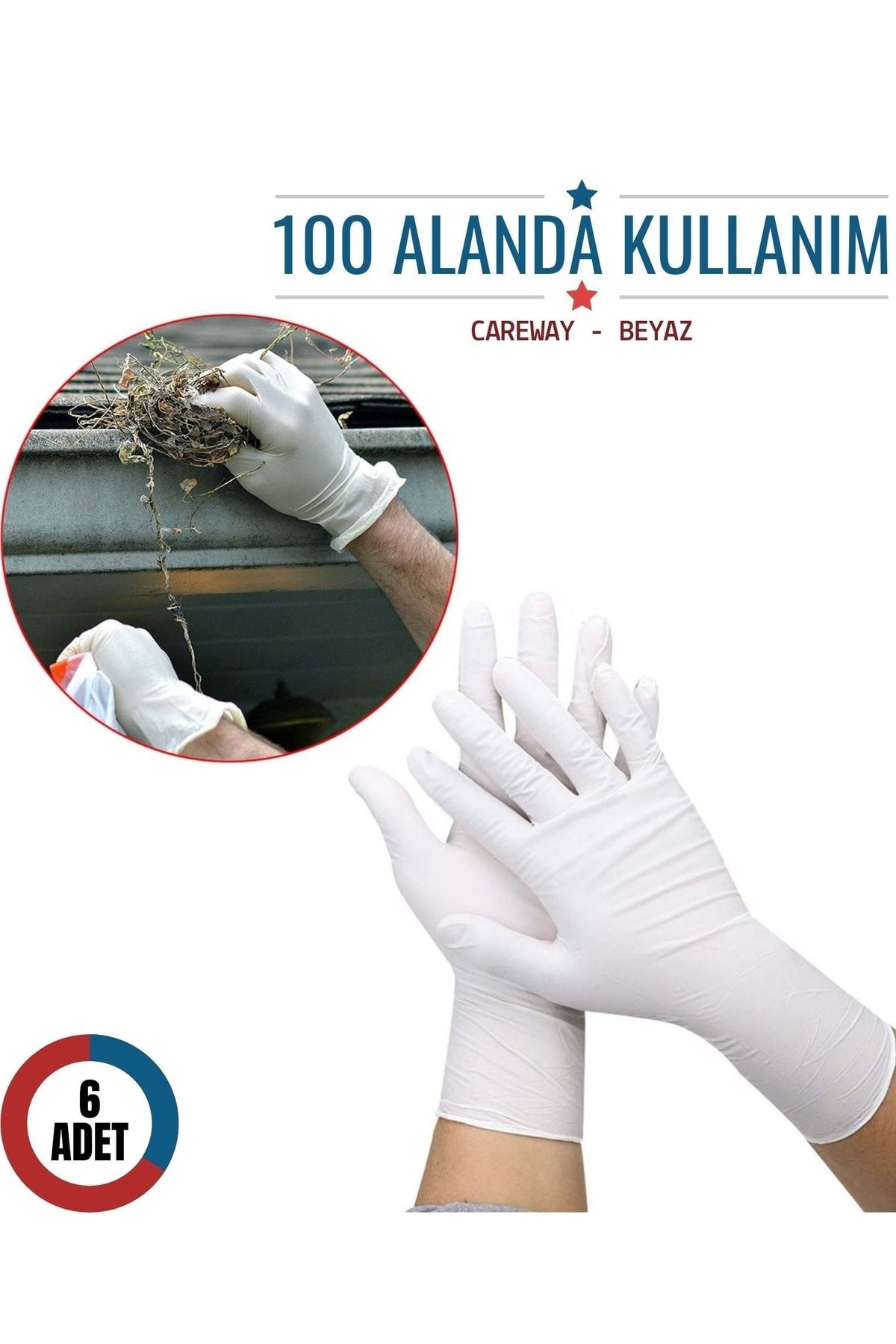 Mastercare Careway 6 Adet Beyaz 100 Alanda Kulanim Lateks Eldiven 716007
