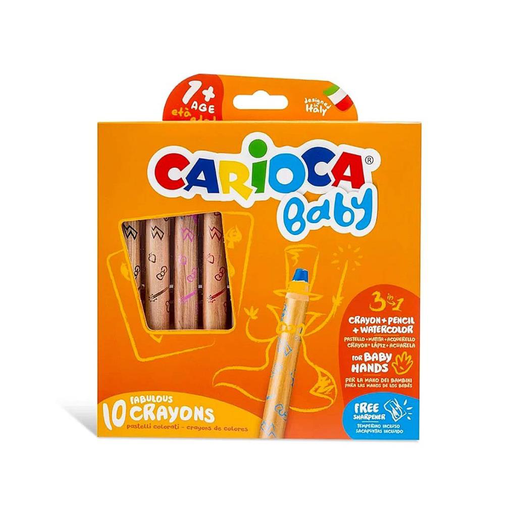 Carioca Baby "3 in 1" Jumbo Ahşap Gövdeli Boya Kalemi 10'lu Carioca Baby "3 in 1" Jumbo Ahşap Gövdeli Boya Kalemi 10'lu