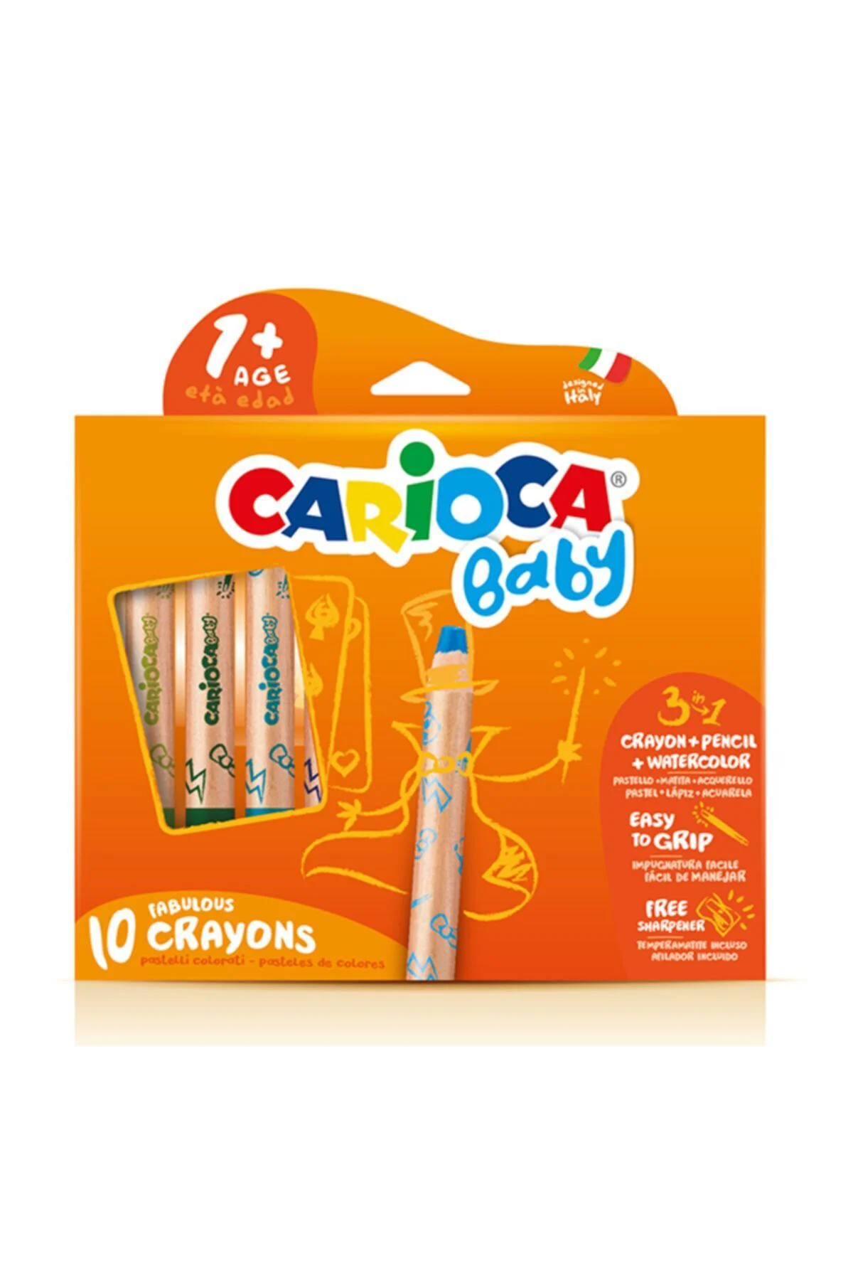 Carioca Baby "3 In 1" Jumbo Ahşap Gövdeli Boya Kalemi 10'lu (kale