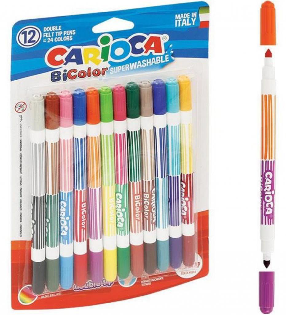 Carioca Bicolor Süper Yıkanabilir Çift Uçlu Keçeli Boya Kalemi 12 Carioca Bicolor Süper Yıkanabilir Çift Uçlu Keçeli Boya Kalemi 12