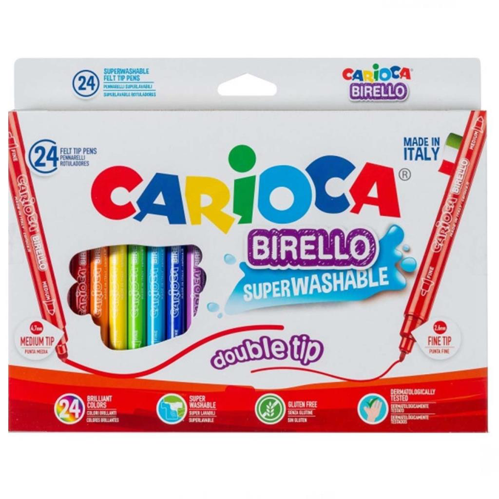 Carioca Birello Çift taraflı Süper Yıkanabilir Keçeli Kalem 24'lü Carioca Birello Çift taraflı Süper Yıkanabilir Keçeli Kalem 24'lü