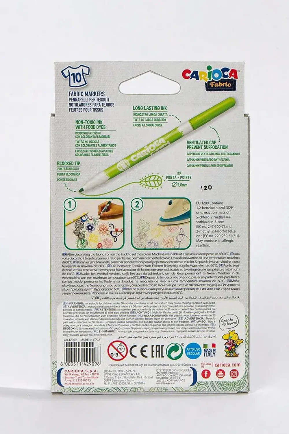 Carioca Fabric Liner Kumaş Keçeli Boyama Kalemi 10'lu