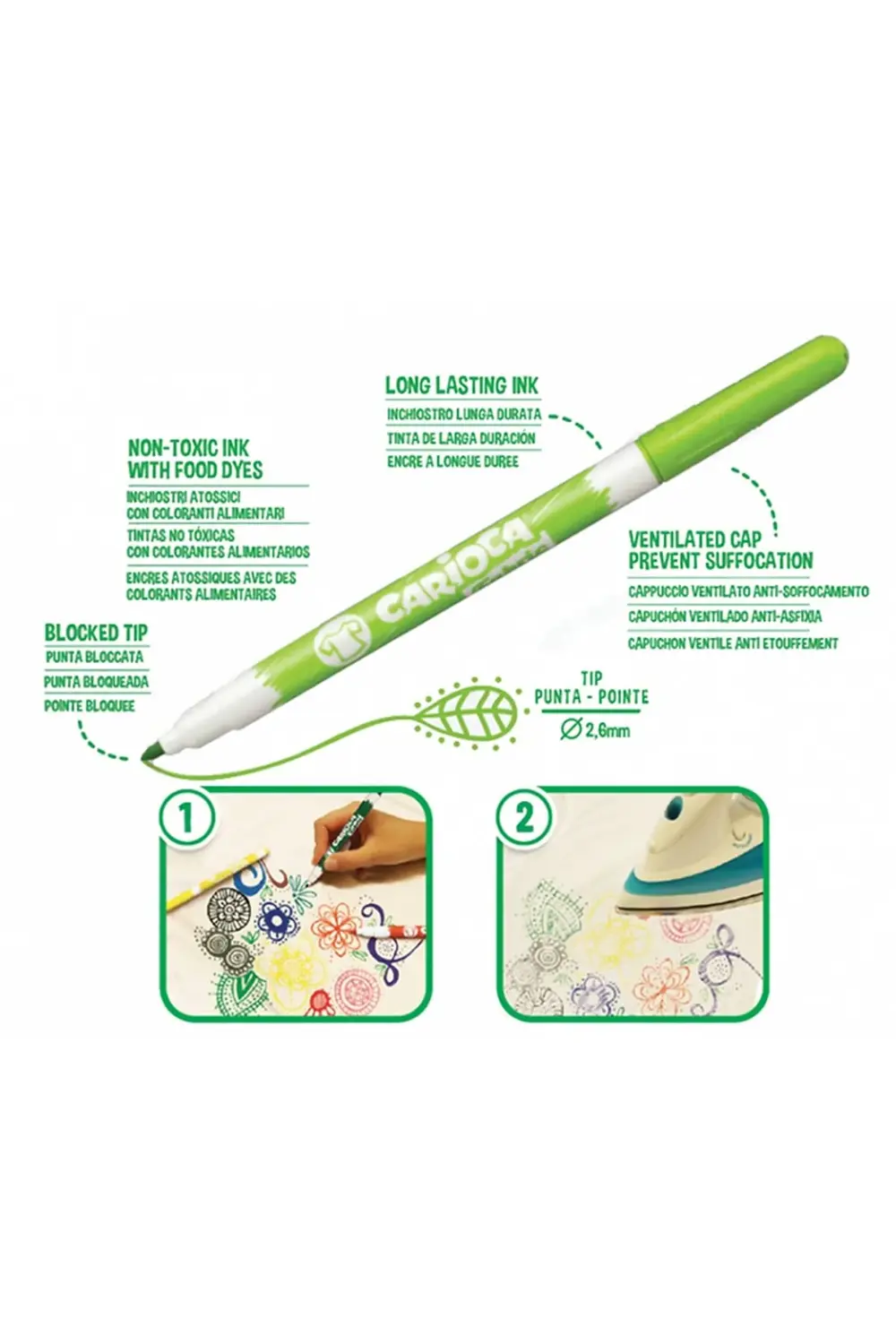 Carioca Fabric Liner Kumaş Keçeli Boyama Kalemi 10'lu