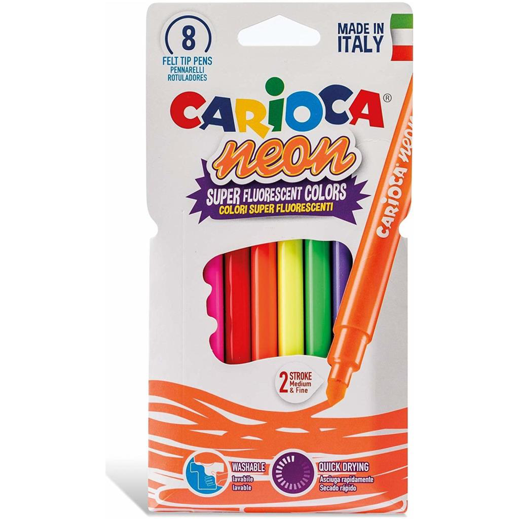 Carioca Fosforlu Yıkanabilir Keçeli Boya Kalemi 8'Li Carioca Fosforlu Yıkanabilir Keçeli Boya Kalemi 8'Li