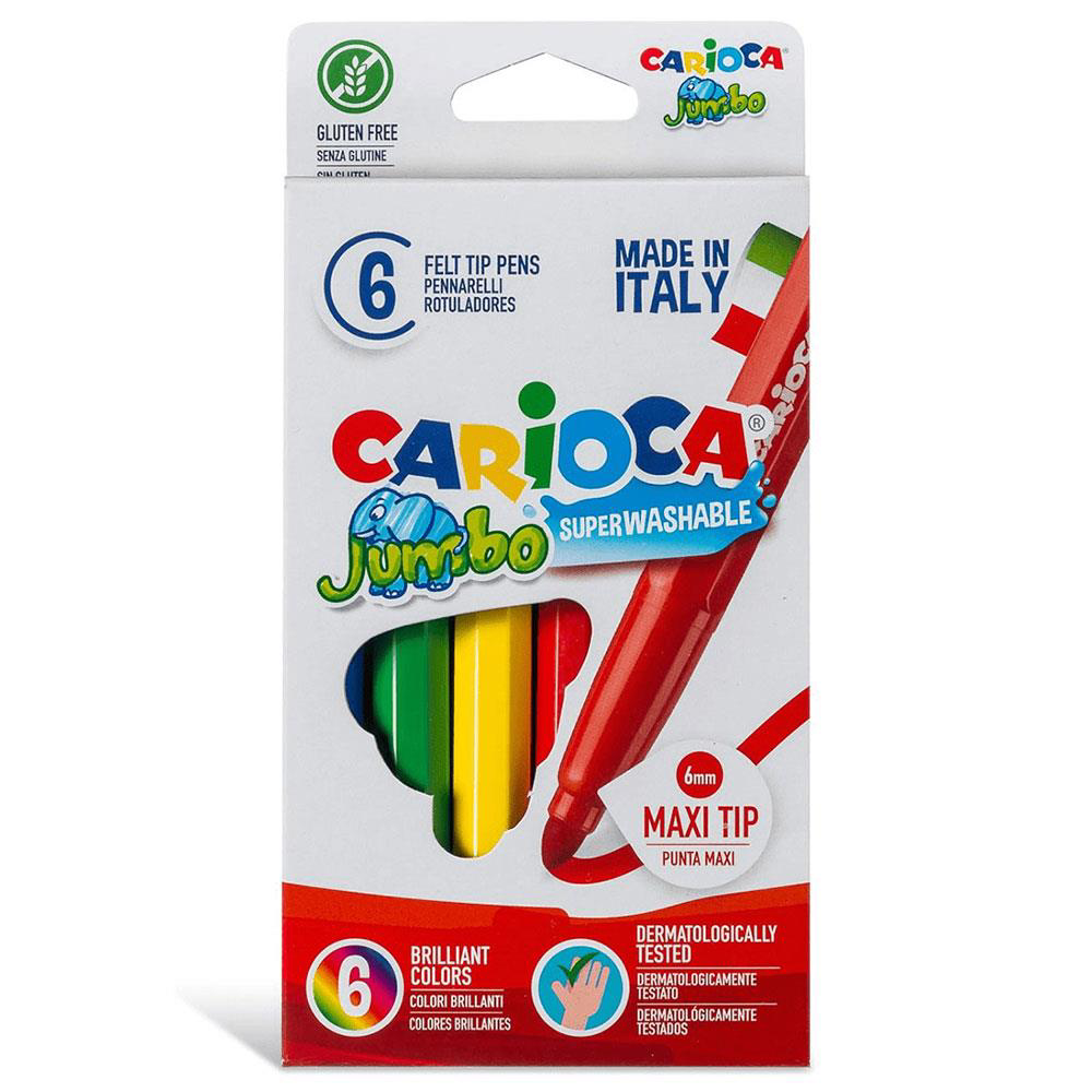 Carioca Jumbo Süper Yıkanabilir Keçeli Boya Kalemi 6'Lı Carioca Jumbo Süper Yıkanabilir Keçeli Boya Kalemi 6'Lı