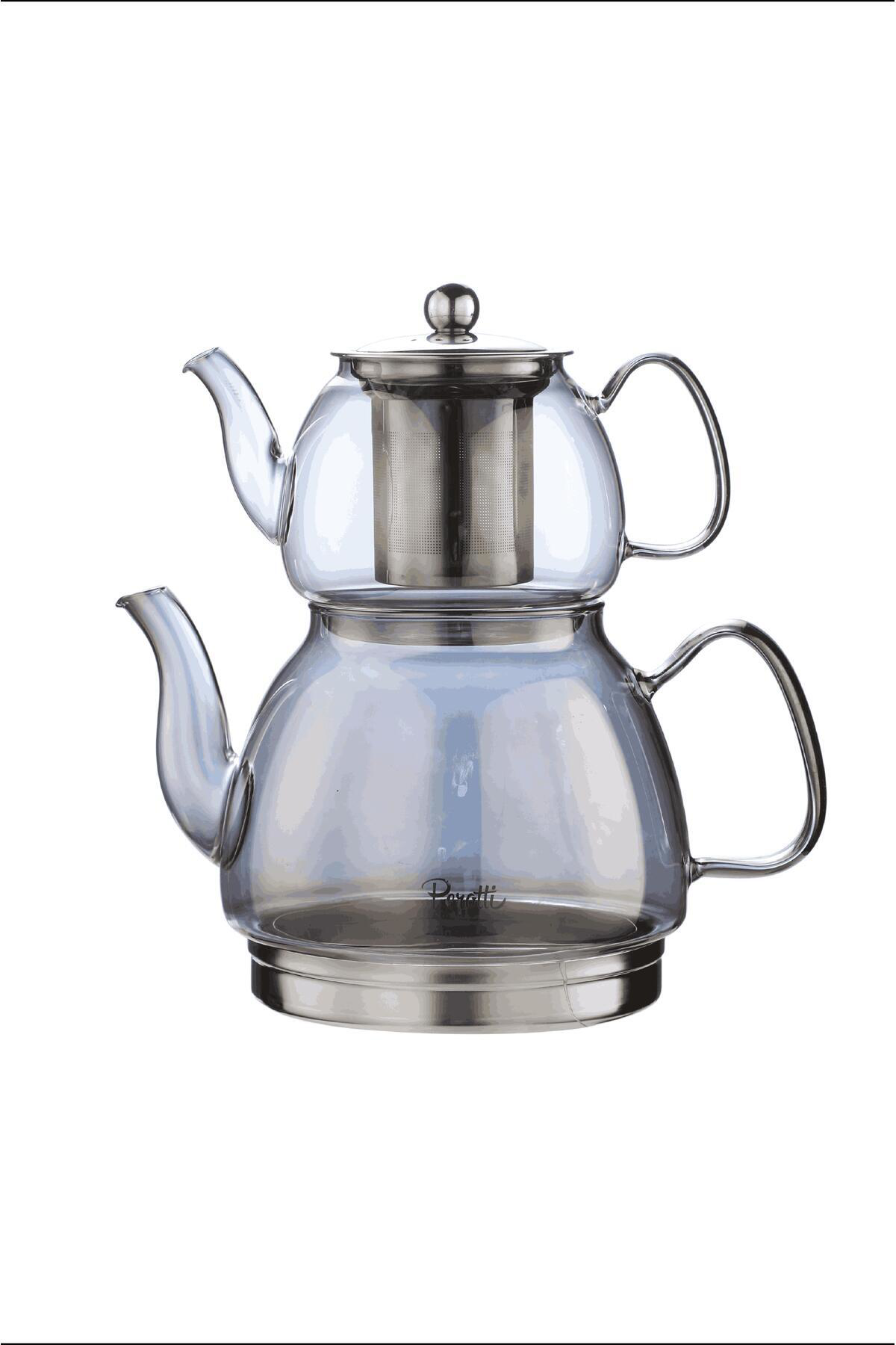 Mutfaksultani Carlo Füme İndüksiyon Tabanlı Borosilikat Cam Çaydanlık Takımı 50