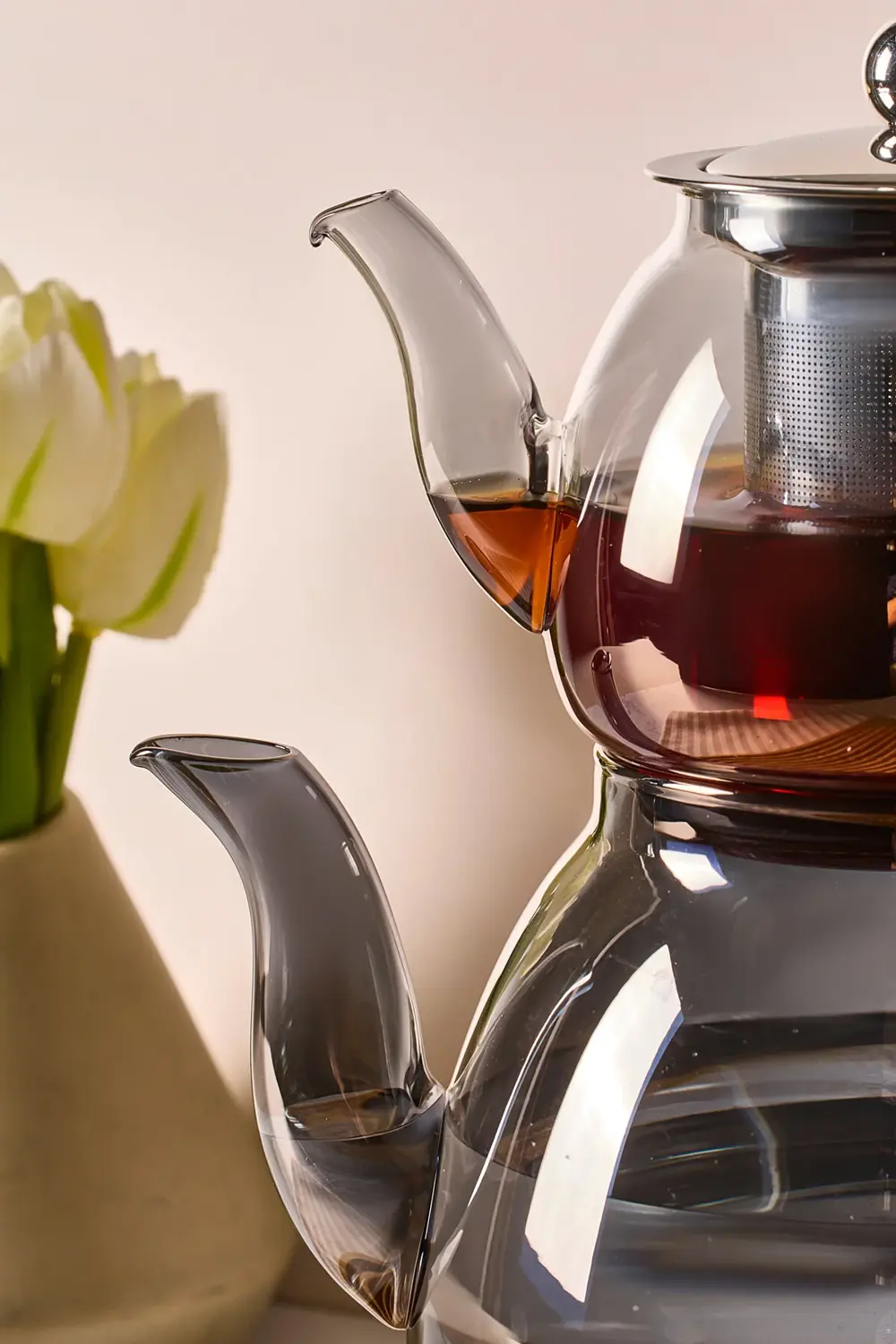 Carlo Füme Indüksiyon Tabanlı Borosilikat Cam Çaydanlık Takımı 50