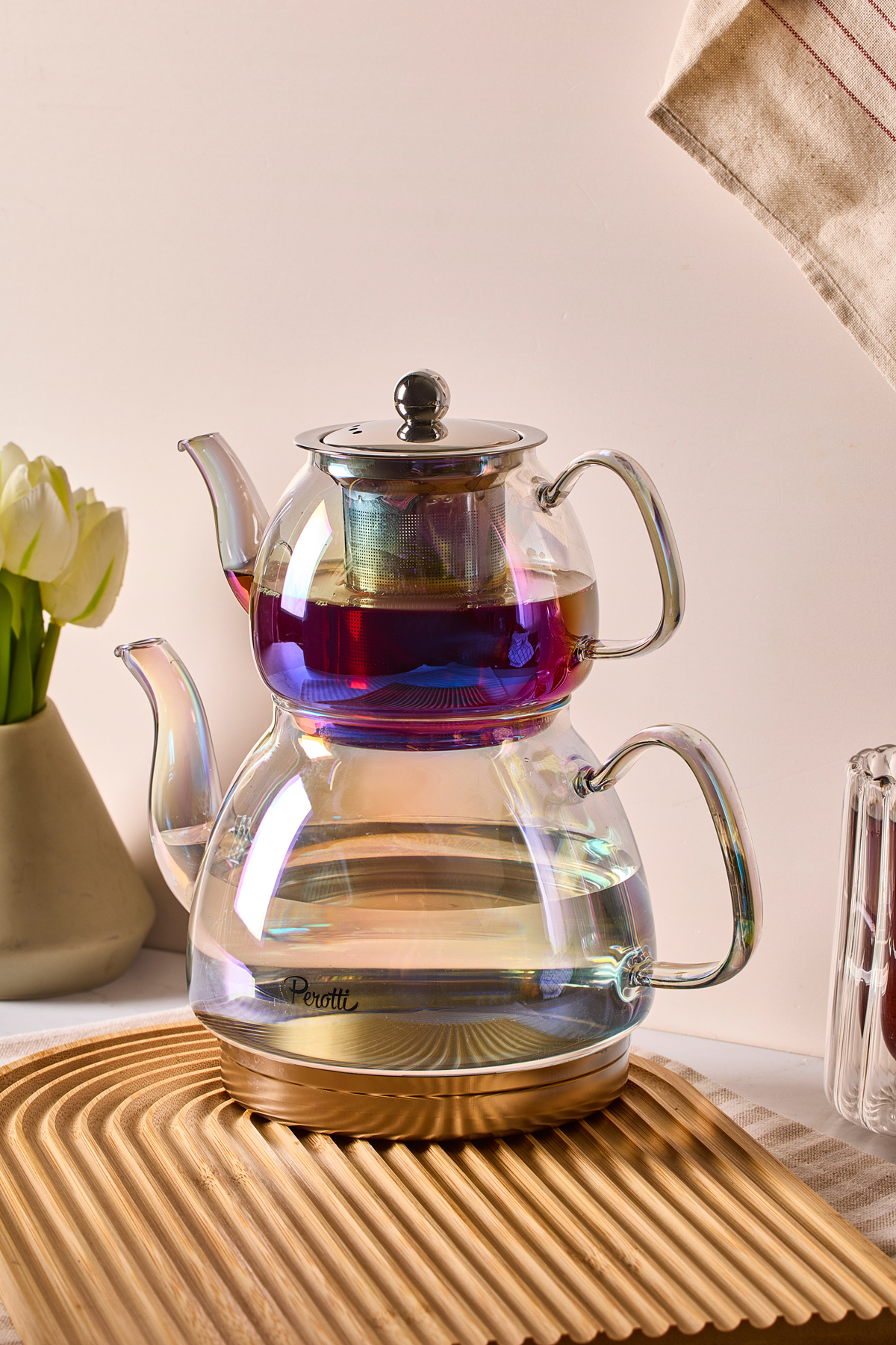 Mutfaksultani Carlo Luster İndüksiyon Tabanlı Borosilikat Cam Çaydanlık Takımı