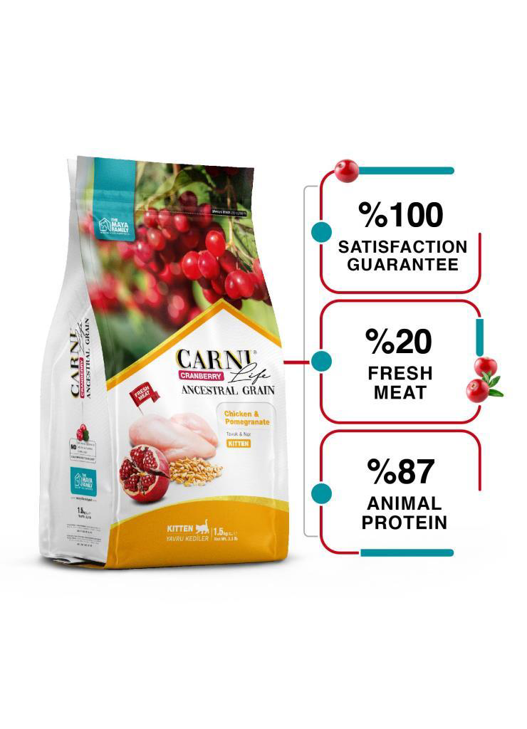 Carni Life Kızılcık Tavuklu ve Narlı Yavru Kedi Maması 1.5 Kg Carni Life Kızılcık Tavuklu ve Narlı Yavru Kedi Maması 1.5 Kg