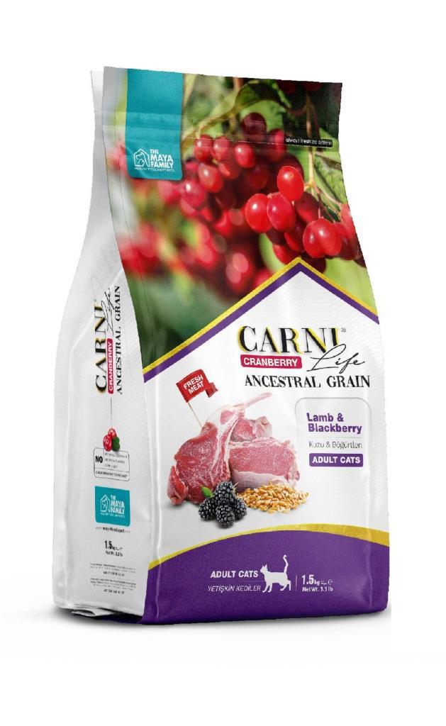 Carni Life Kızılcık Kuzu Etli ve Böğürtlenli Yetişkin Kedi Maması Carni Life Kızılcık Kuzu Etli ve Böğürtlenli Yetişkin Kedi Maması