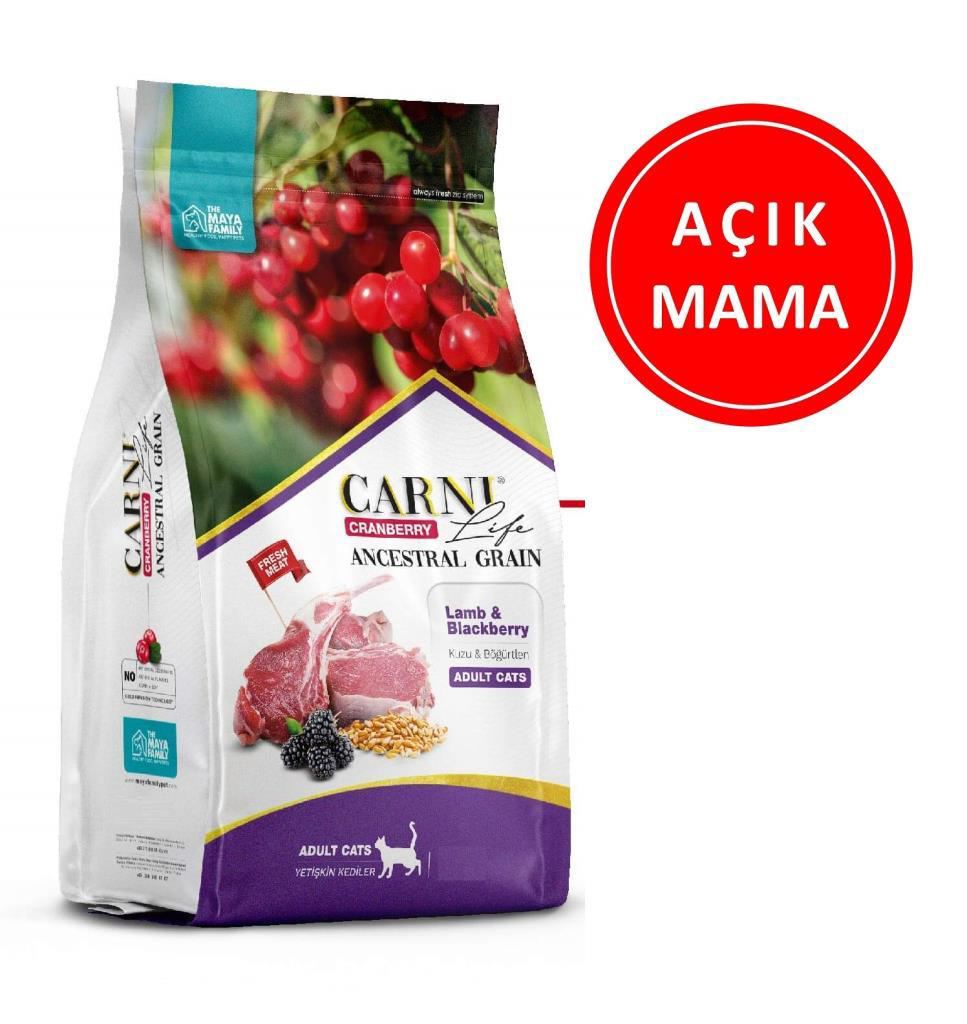 Carni Life Kızılcık Kuzu Etli ve Böğürtlenli Yetişkin Kedi Maması
