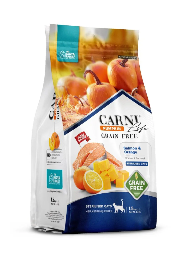 Carni Life Tahılsız Pumpkin Adult Sterilised Somonlu & Portakallı