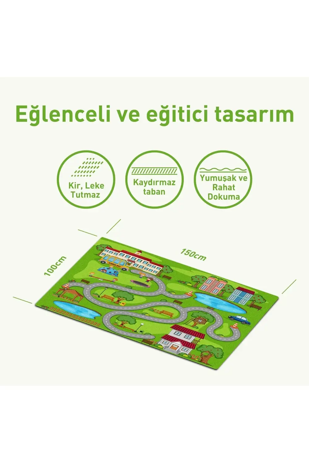 Carpdress Desenli Kaydırmaz Oyun Halısı 100 x 150 cm