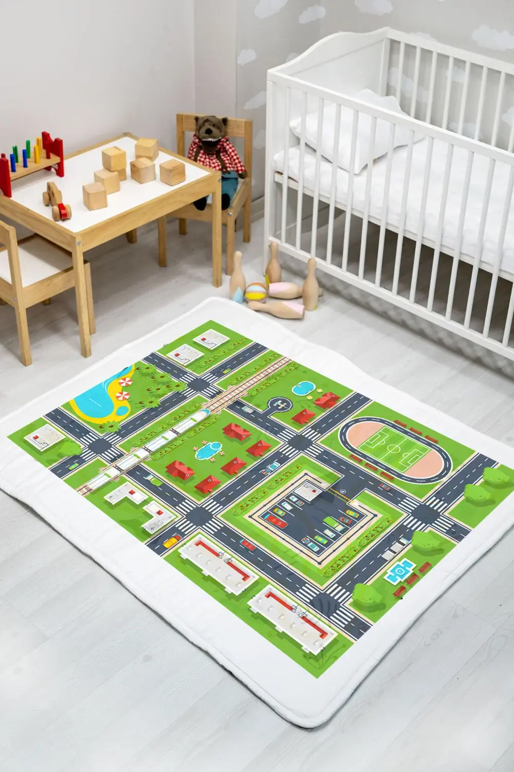 Carpdress Trafik Desenli Kaydırmaz Oyun Halısı 100 x 150 cm