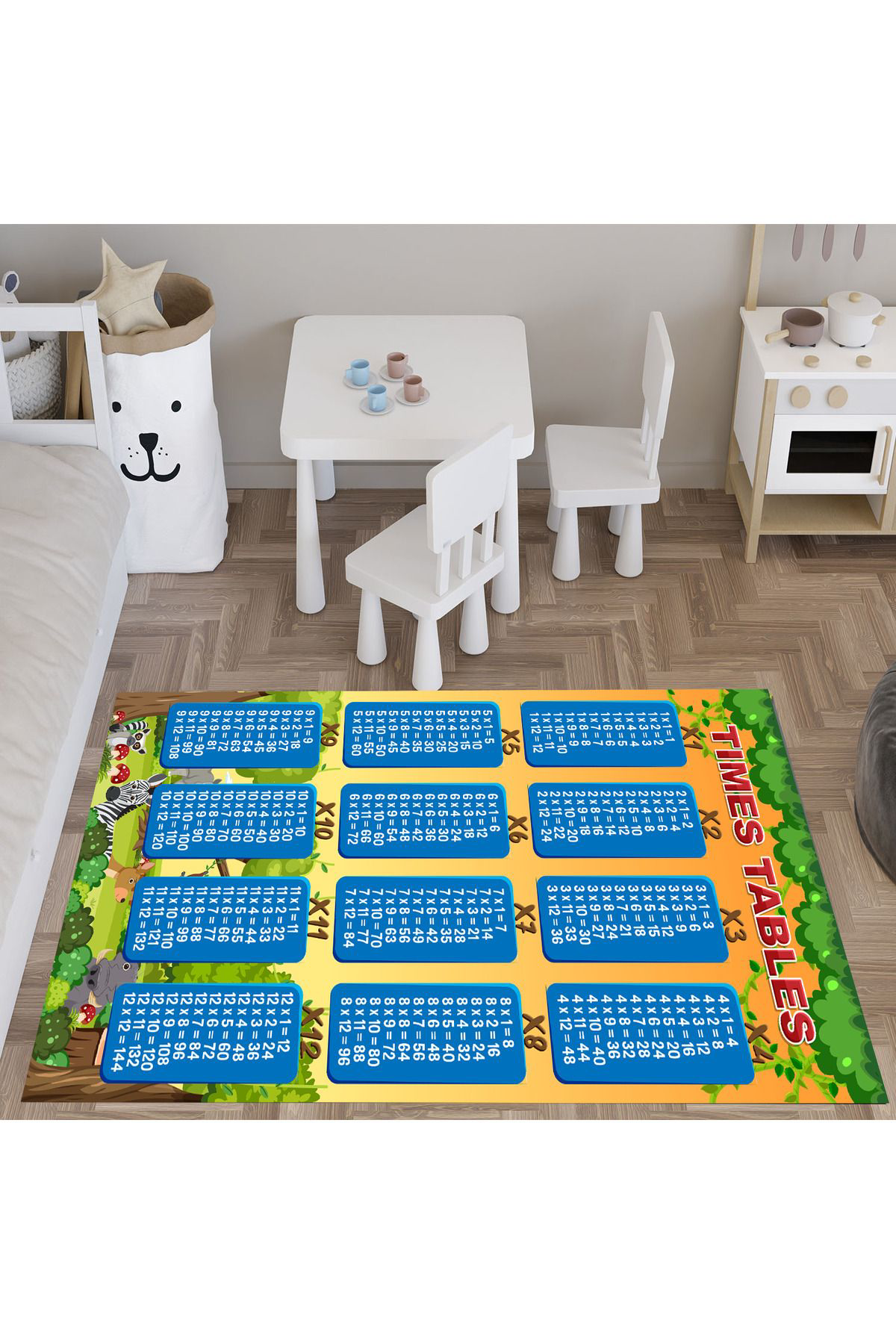 Evan Home Çarpim Tablosu Çocuk Halisi Dijital Baski Yikanabilir Kaymaz Taban Çocuk Odasi Halisi