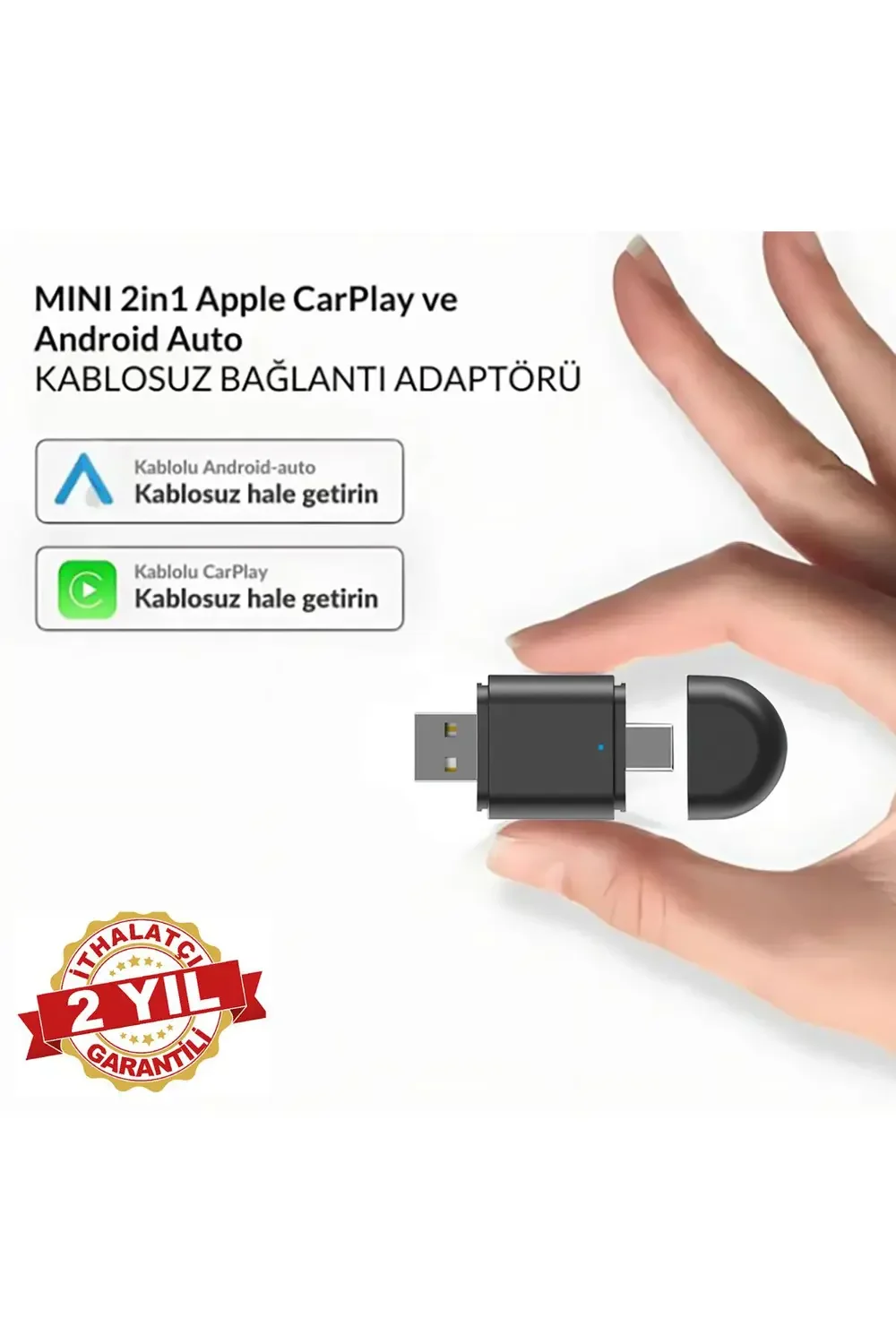 Carplay Usb ve Type-c 2in1 Araç Multimedya Adaptörü Yeni Tasarım