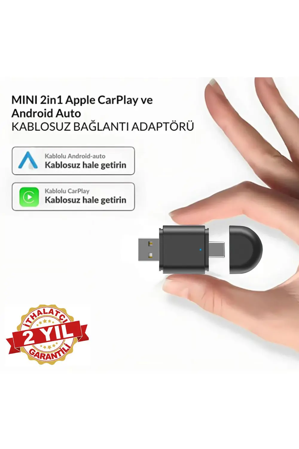 Carplay Usb ve Type-c 2in1 Araç Multimedya Adaptörü Yeni Tasarım 