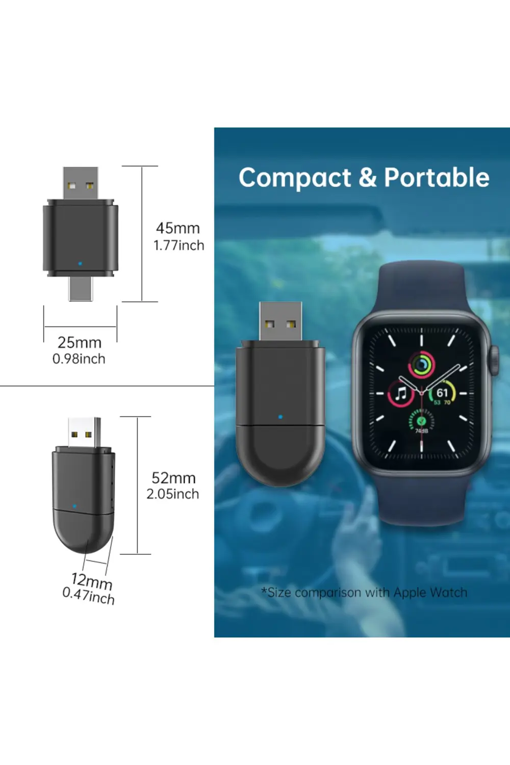 Carplay Usb ve Type-c 2in1 Araç Multimedya Adaptörü Yeni Tasarım 