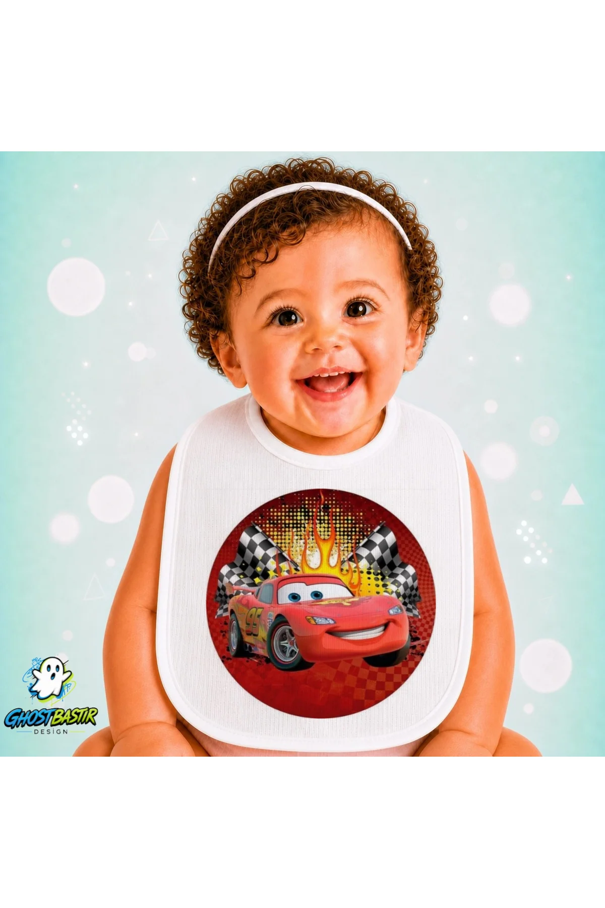 Cars Mcqueen Keten Bebek Mama Önlüğü – Yumuşak, Emici, Yıkanabilir, Özel Tasarım P037