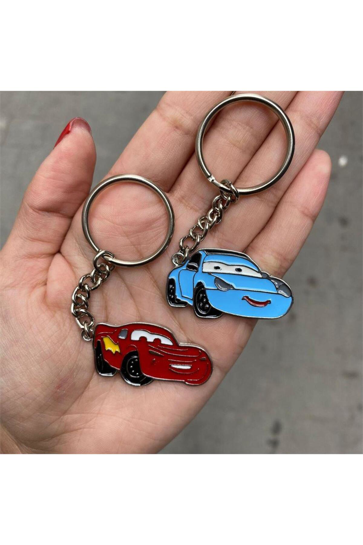 Cars McQueen Ve Sally Çift Metal Anahtarlık