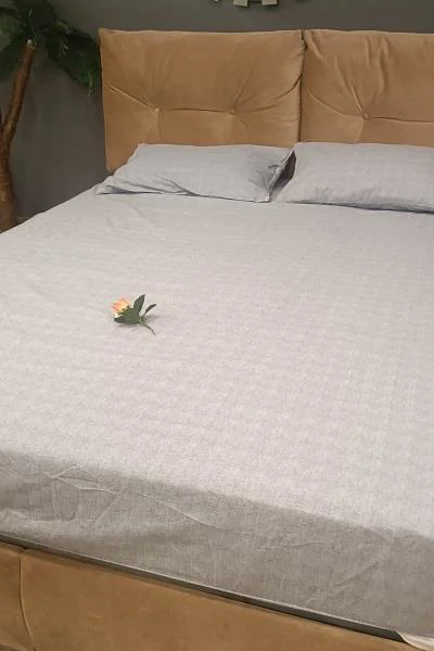 Çarşaf 90298 Fıtted Çift Kişi Keten Tarzı Pamuk Kumaş 2Yastık Kıl
