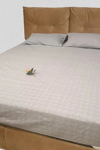 Çarşaf 90298 Fıtted Çift Kişi Keten Tarzı Pamuk Kumaş 2Yastık Kıl