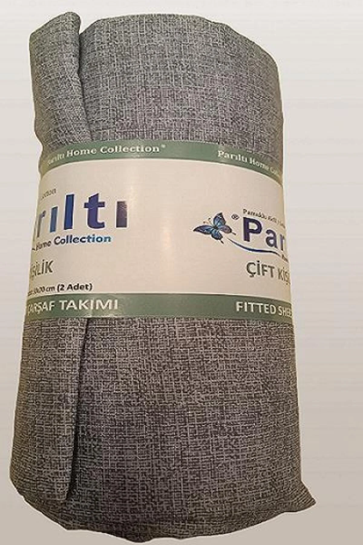 Çarşaf 90298 Fıtted Çift Kişi Keten Tarzı Pamuk Kumaş 2Yastık Kılıflı açık Gri - Görsel 4
