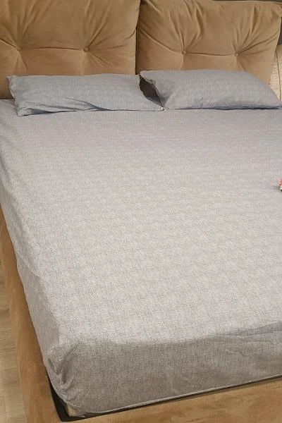 Çarşaf 90298 Fıtted Çift Kişi Keten Tarzı Pamuk Kumaş 2Yastık Kıl