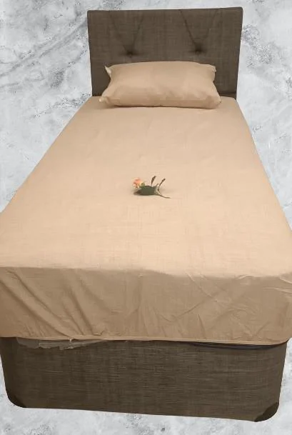 Çarşaf 90299 Fıtted Keten Tarzı Pamuk Kumaş somon Tek Kişi Yastık