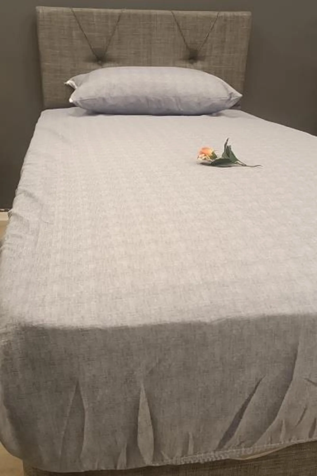 Çarşaf Fitted 90300 Tek Yavruağzı renk Krem Keten Pamuk Kumaş Yastık Kılıf - Görsel 7