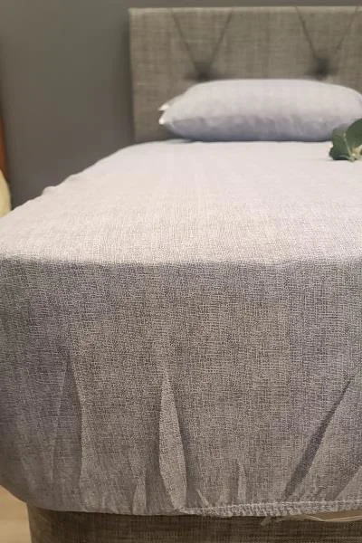 Çarşaf Fitted 90300 Tek  Yavruağzı renk Krem Keten Pamuk Kumaş Ya