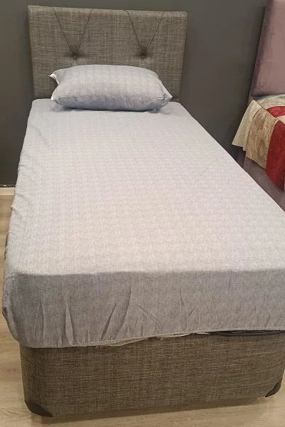 Çarşaf Fitted 90300 Tek  Yavruağzı renk Krem Keten Pamuk Kumaş Ya