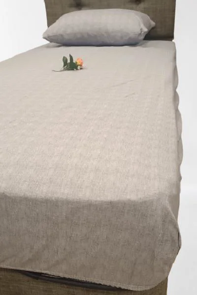 Çarşaf Fitted 90300 Tek  Yavruağzı renk Krem Keten Pamuk Kumaş Ya