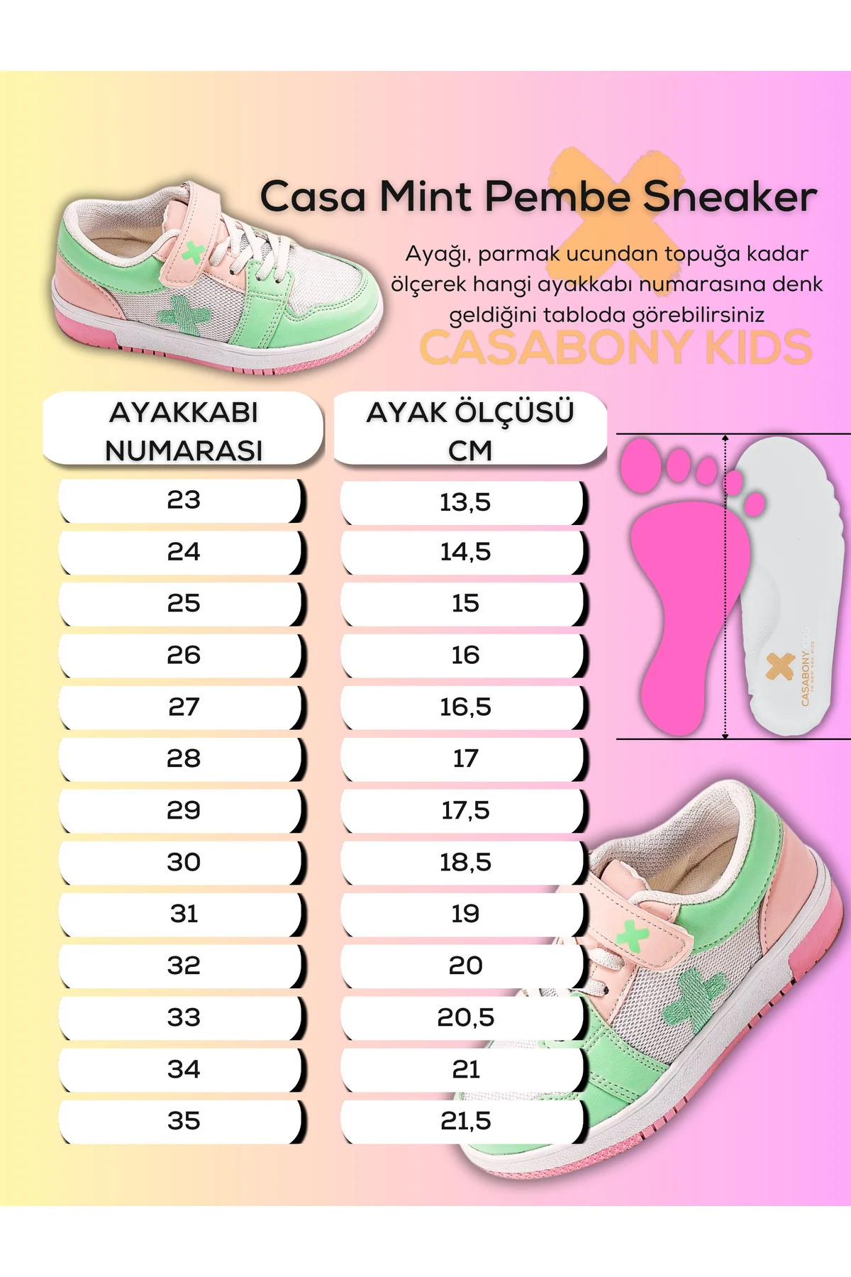 Casa Mint Pembe Kız Çocuk Sneaker