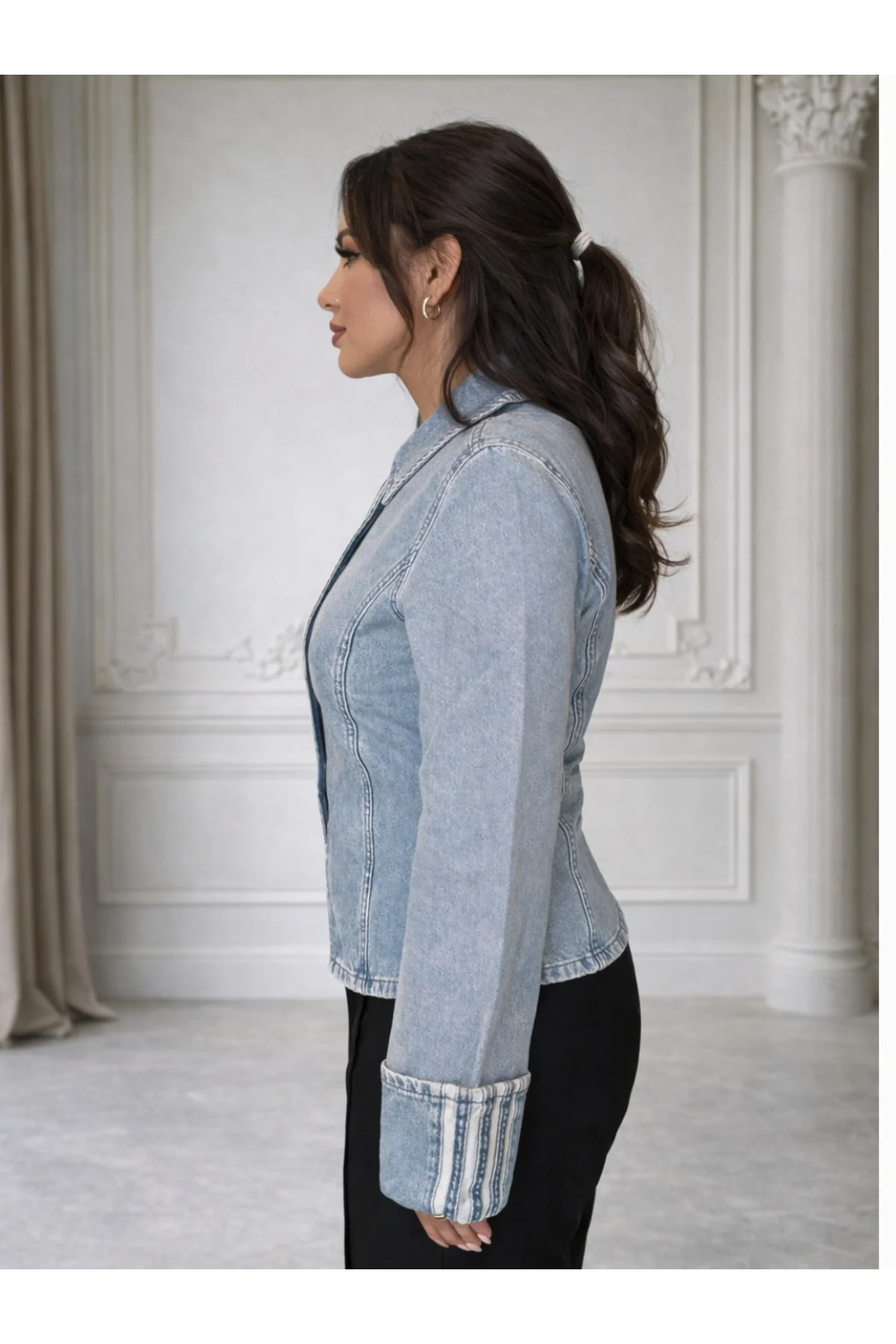 Casa Woman Belden Oturmalı Kadın Denim Ceket