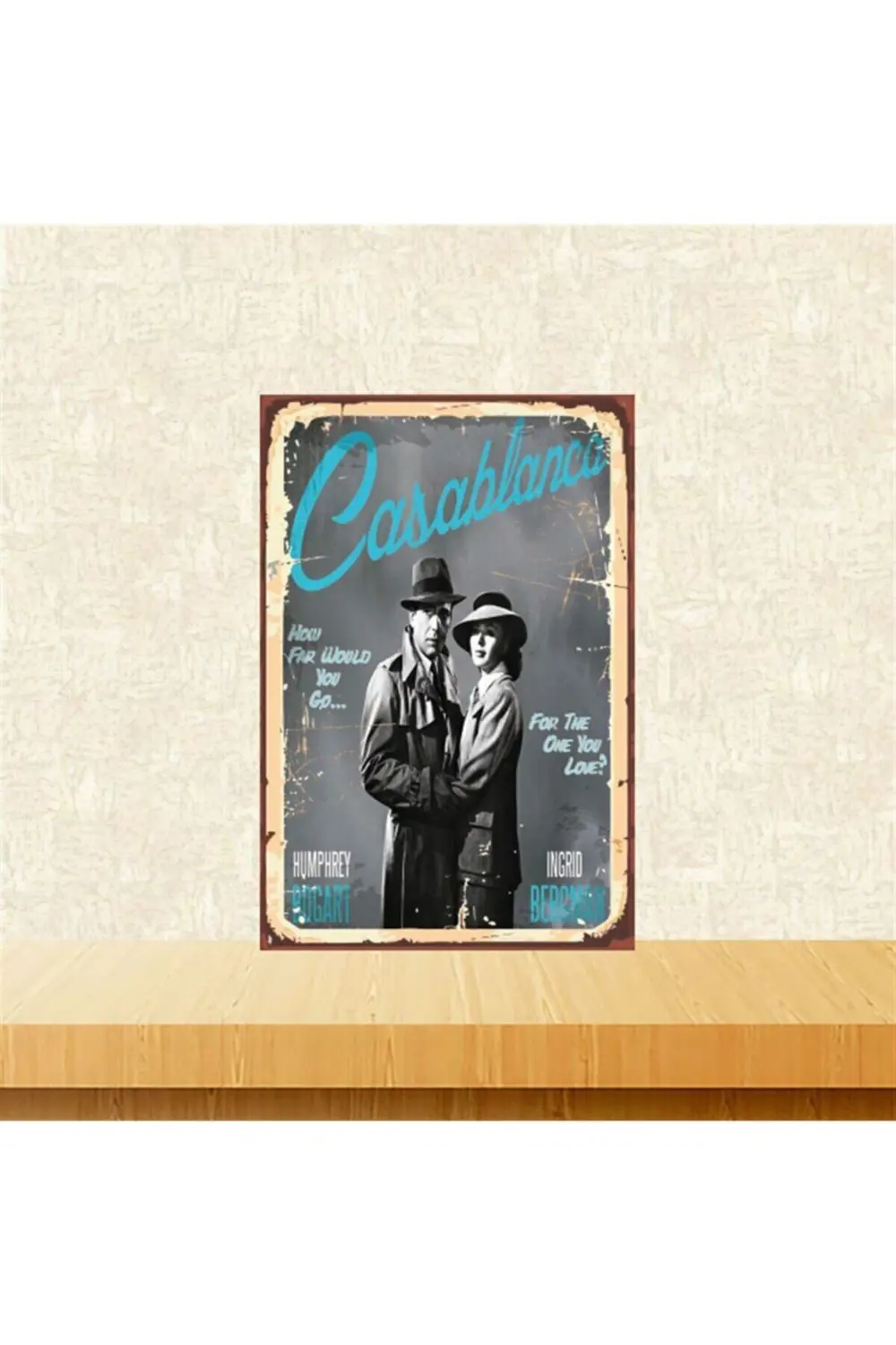 Casablanca Humphrey Bogart&ıngrid Bergman 20-30 Cm Retro Ahşap Ta