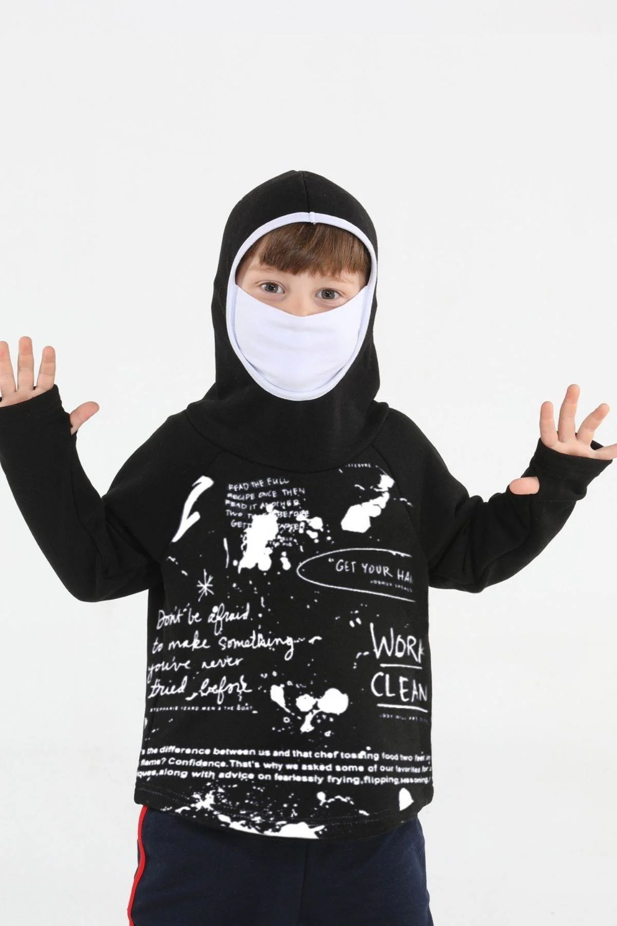 Casabony Ninja Casa Baskılı Siyah Unisex Sweatshirt BN-069