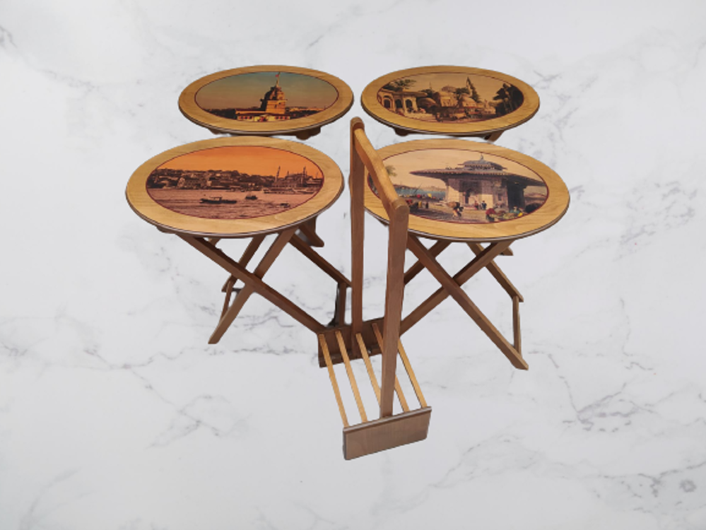 Çasnta ZİGON ST 18162 OVAL RESİMLİ Model Ahşap ayk Parlak Ceviz N