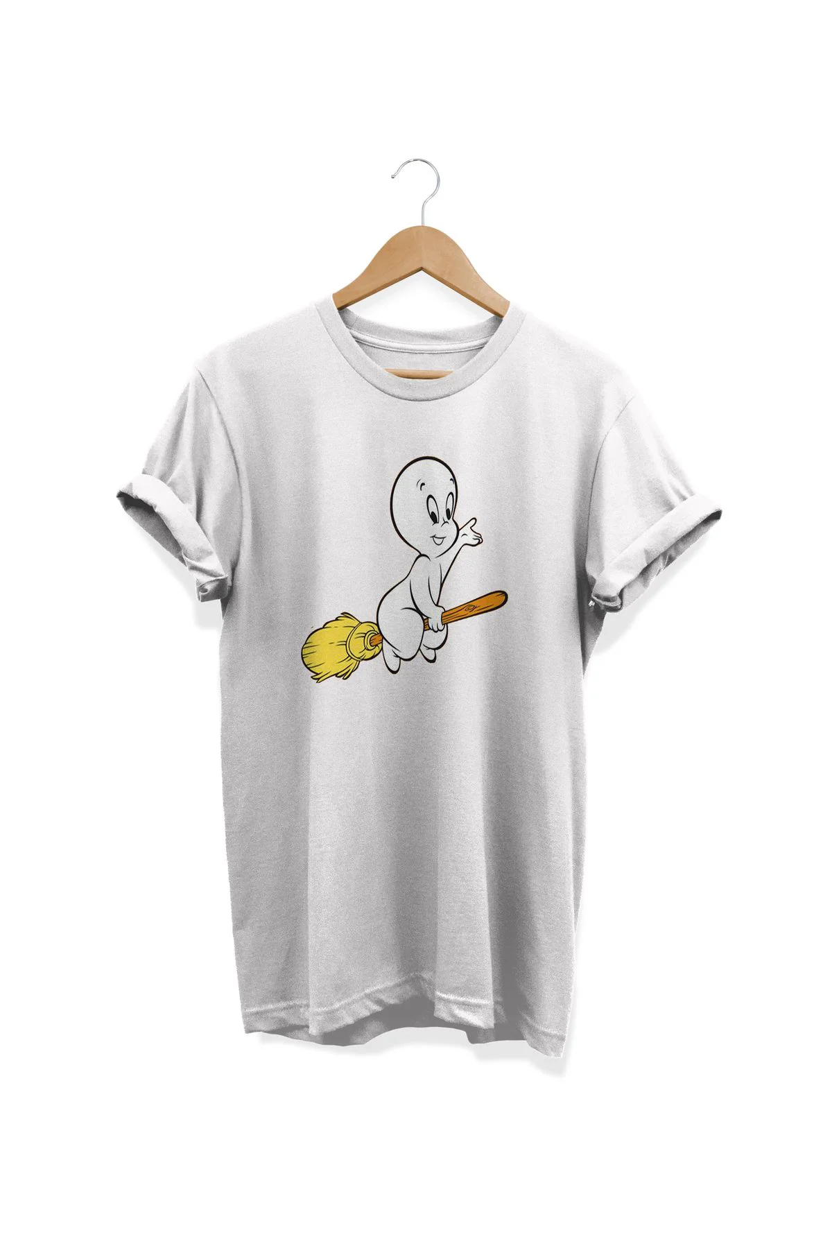 , Casper Baskılı, %100 Pamuk, Bisiklet Yaka, Oversize T-shirt, Bü