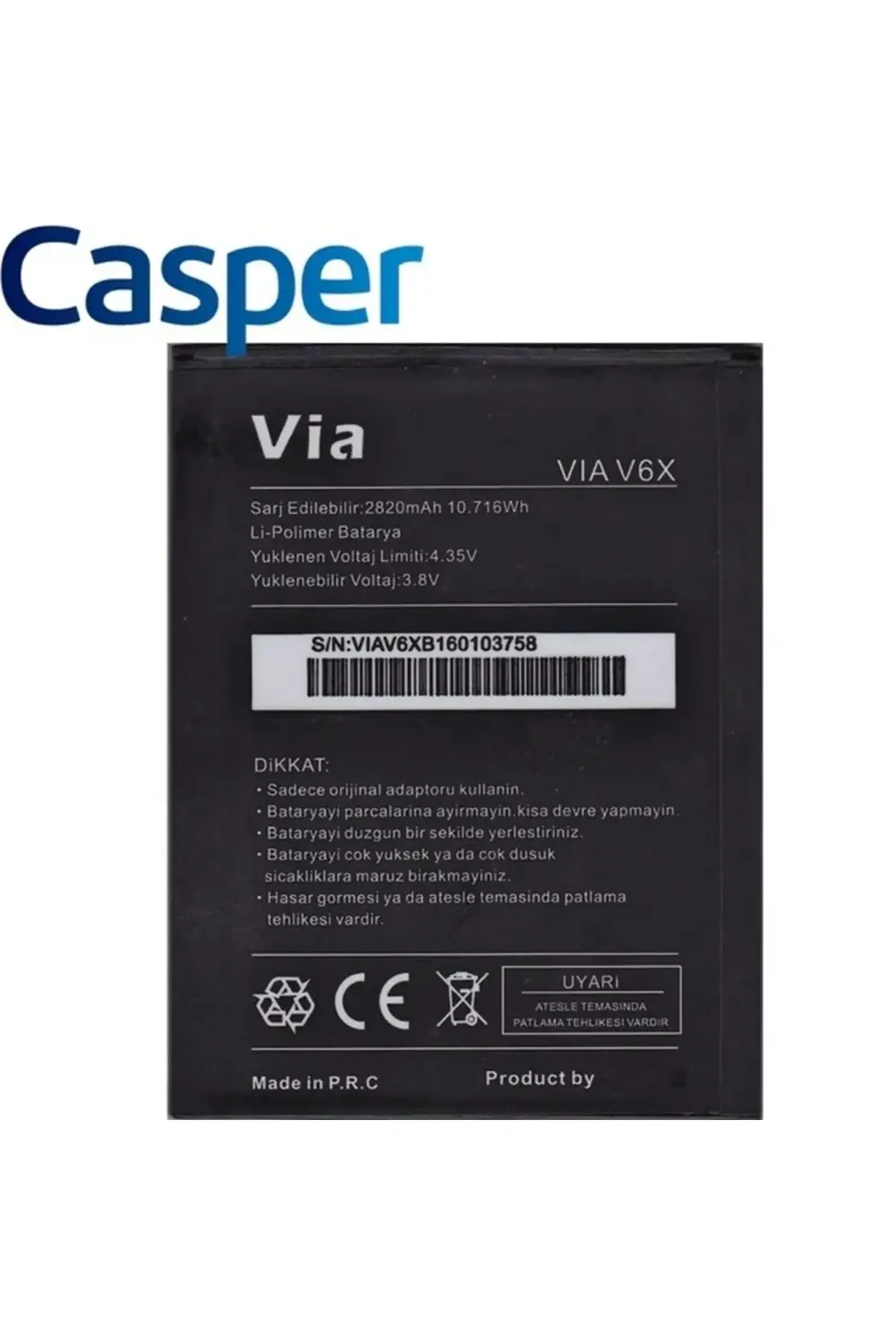 Casper Via V6X Pil Batarya