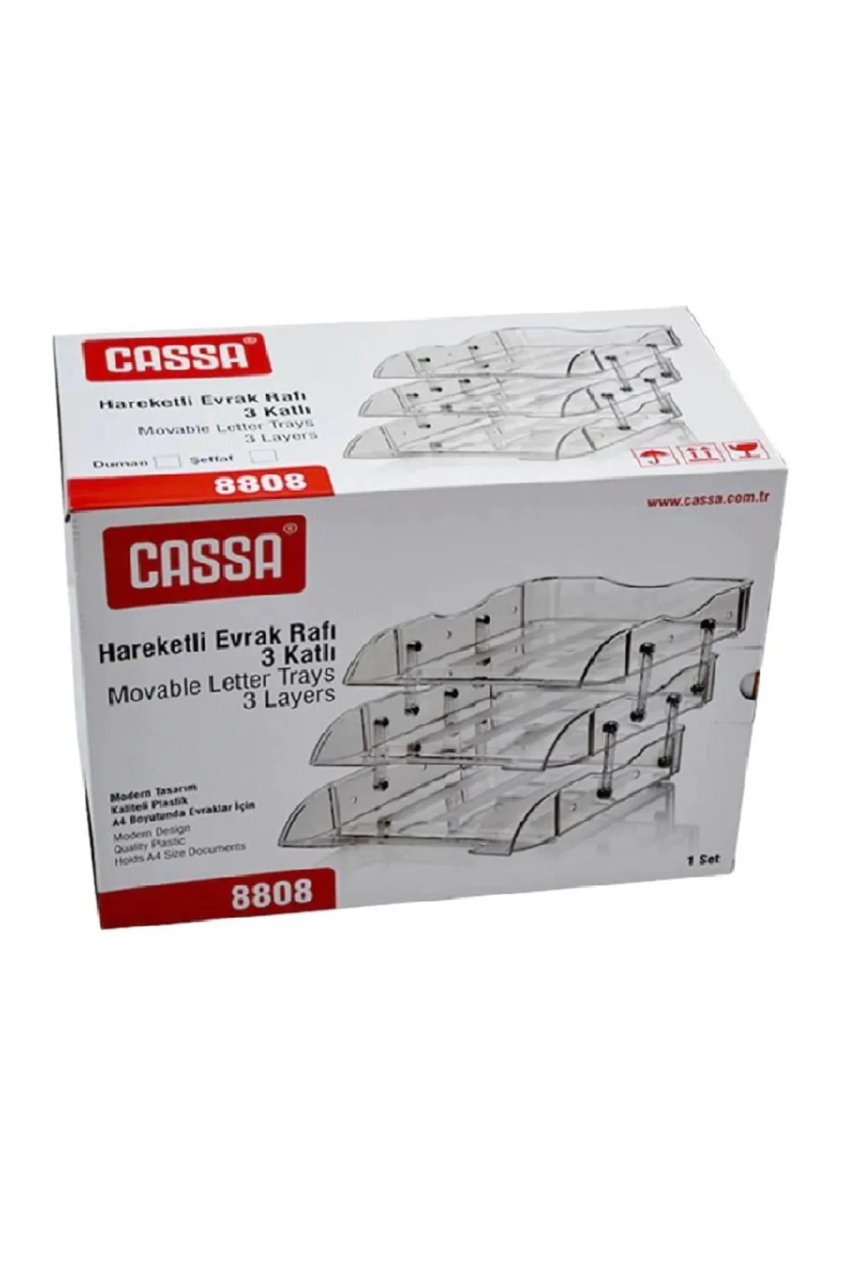 'CASSA 3'lü Evrak Rafı - Hareketli - Şeffaf
