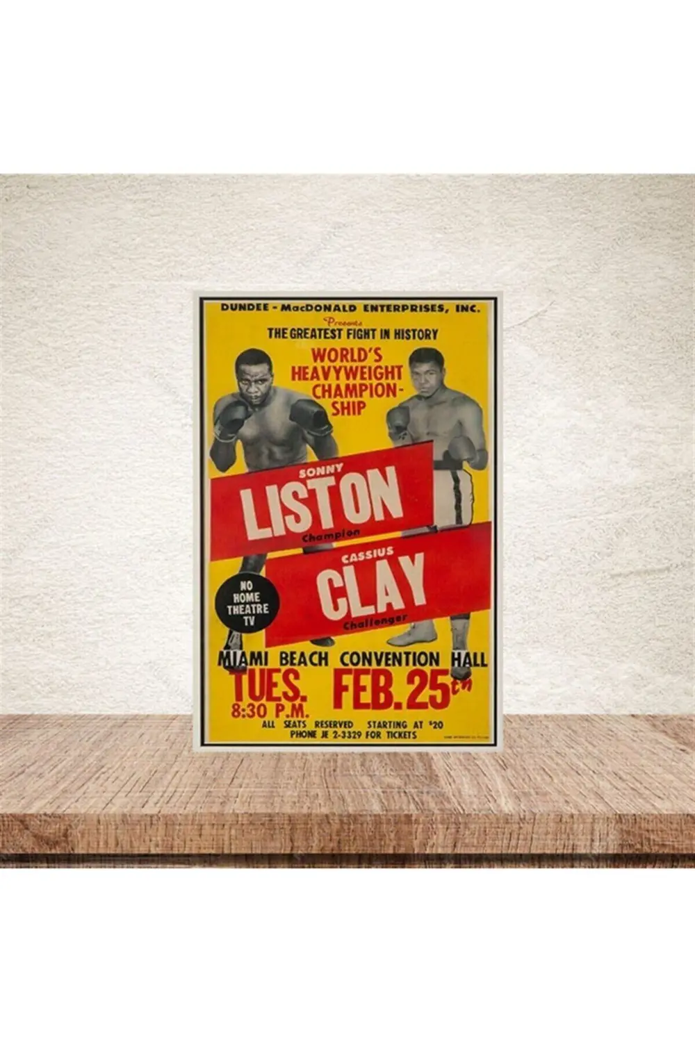 Cassius Clay Vs. Sonny Liston 20-30 Cm Retro Ahşap Poster