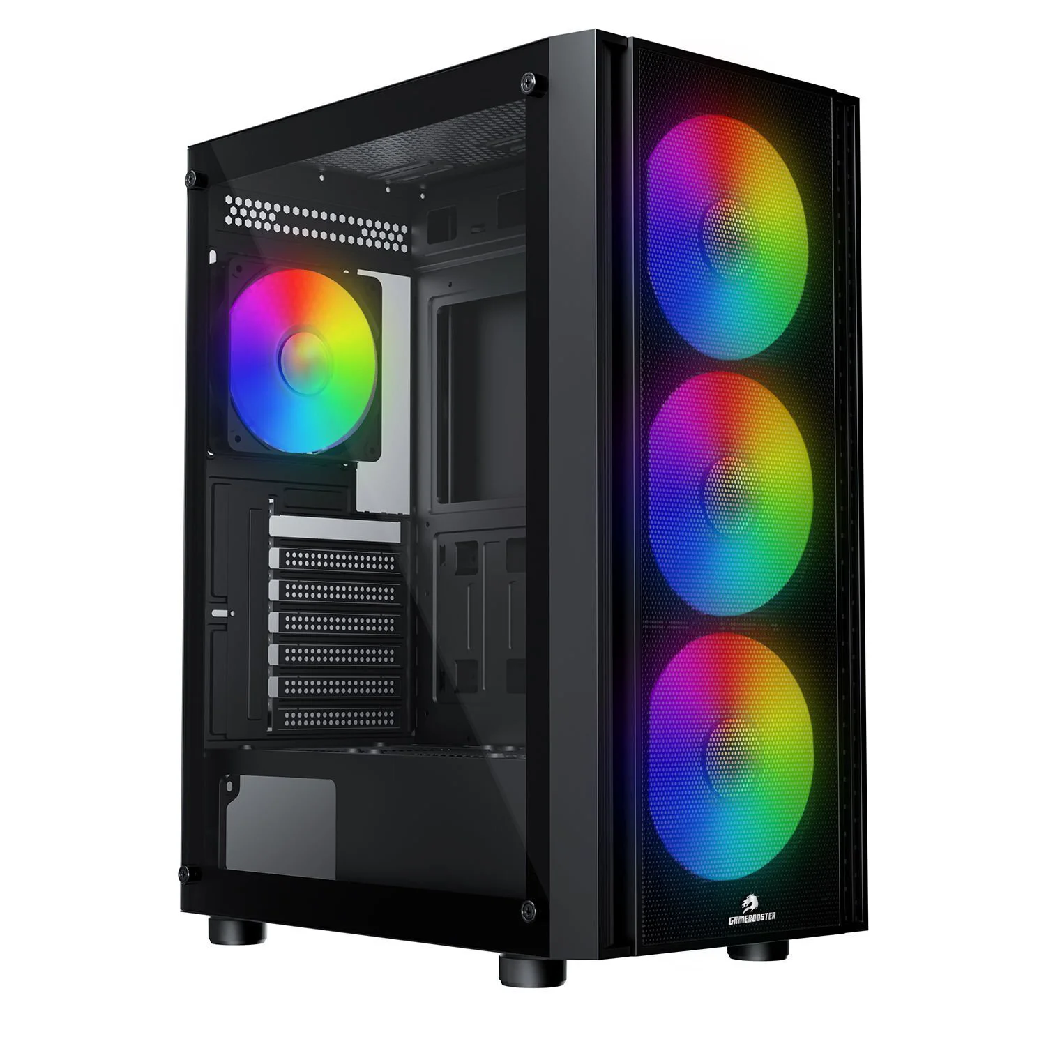 CASTLE A651B 600W APFC USB 3.0 Mesh 4*Rainbow Fanlı Mid-T ATX Gaming Siyah Kasa