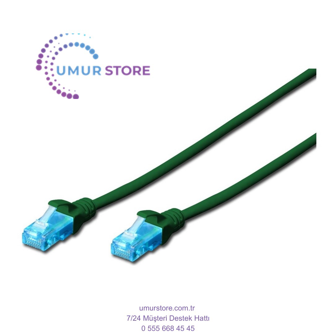 Cat. 5e Patch Kablo, U/utp, 7 Metre, Awg 26, Yeşil Renk