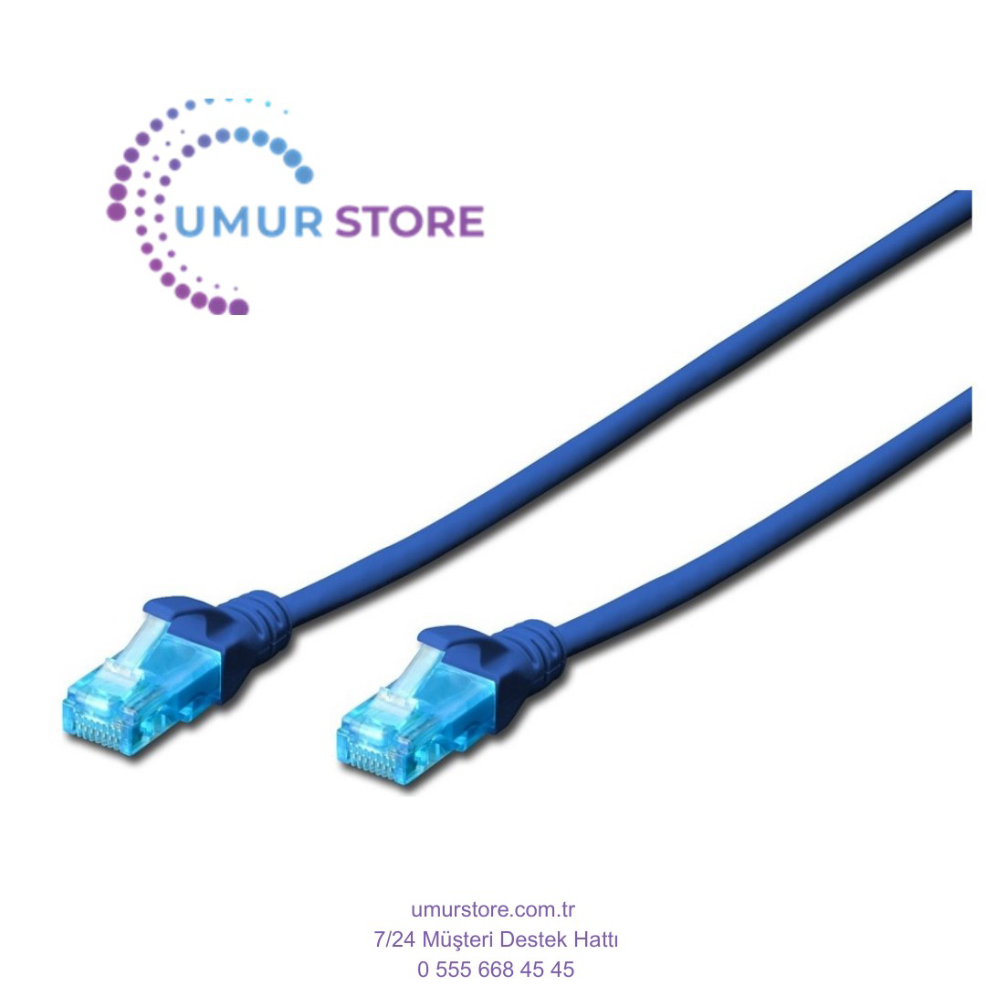Cat. 5e Patch Kablo, U/utp, 3 Metre, Awg 26, Mavi Renk
